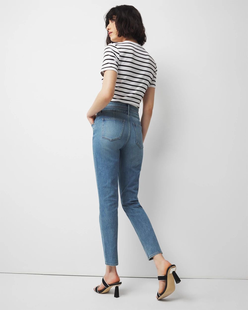 売れ筋がひ！ Extra High-Rise Double Waistband Slim Ankle Jeans | White 犬服・アクセサリー